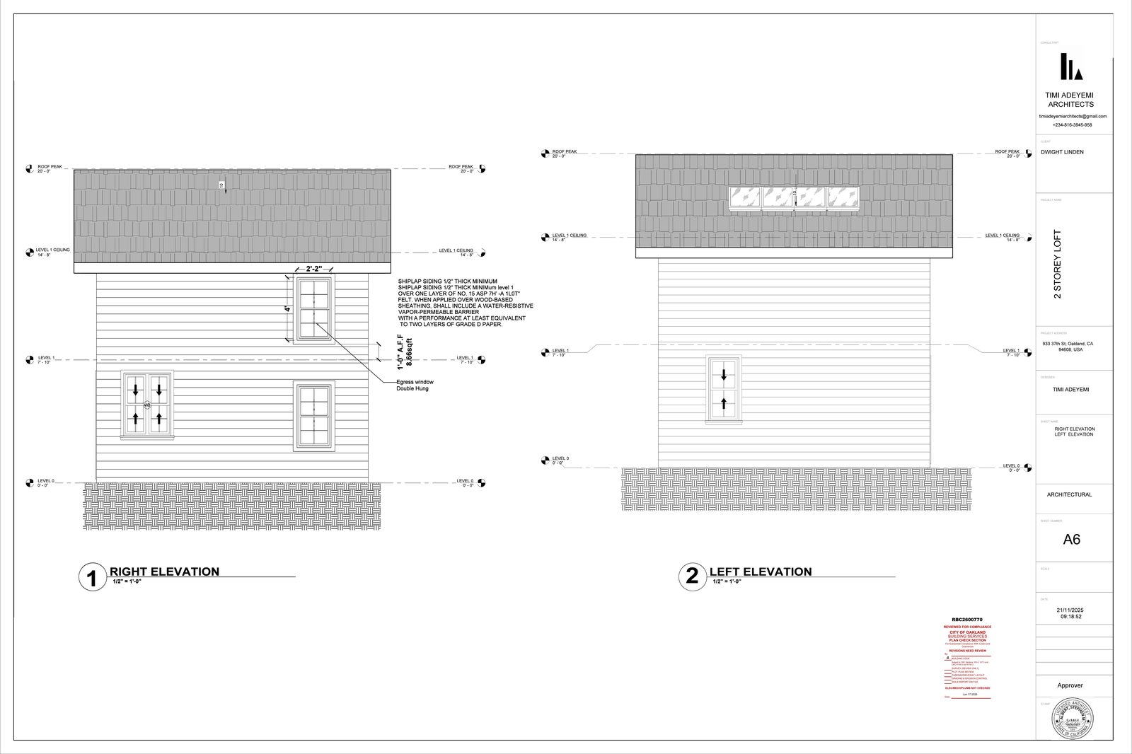 ADU left and right building elevations